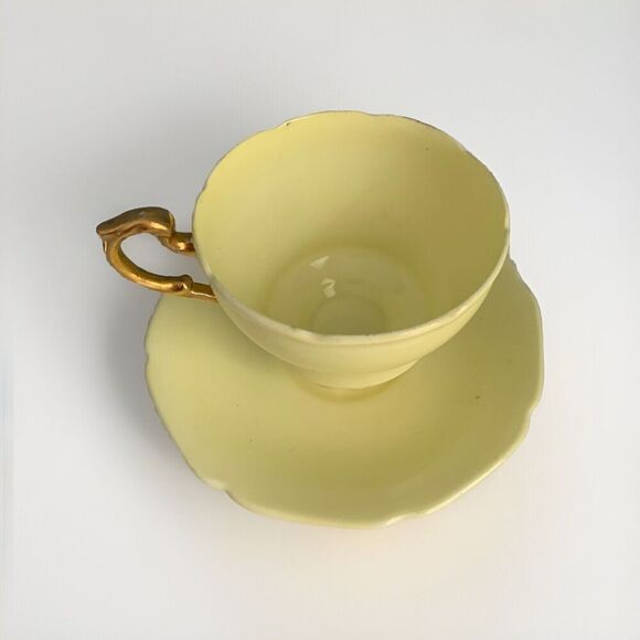 Paragon Yellow Teacup & Saucer Double Warrant Demitasse Gold HM Queen Vintage - Picture 2 of 12